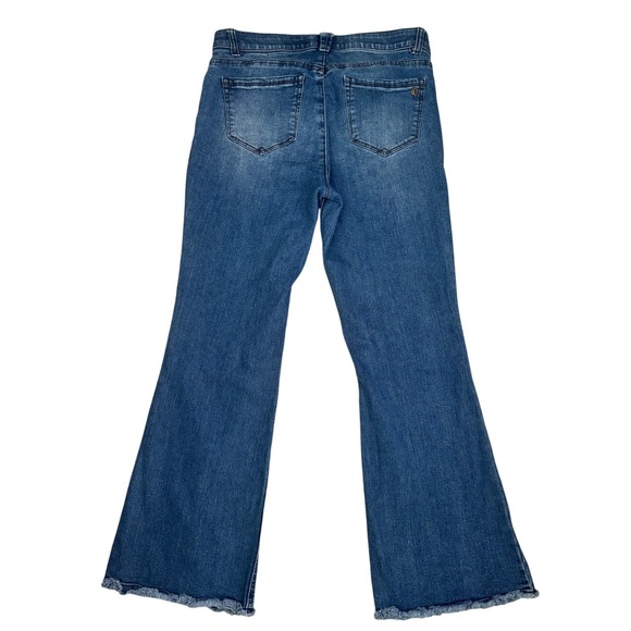Democracy Flare Jeans Womens 10P Blue Ab technology Scalloped Frayed Hem - Picture 2 of 7